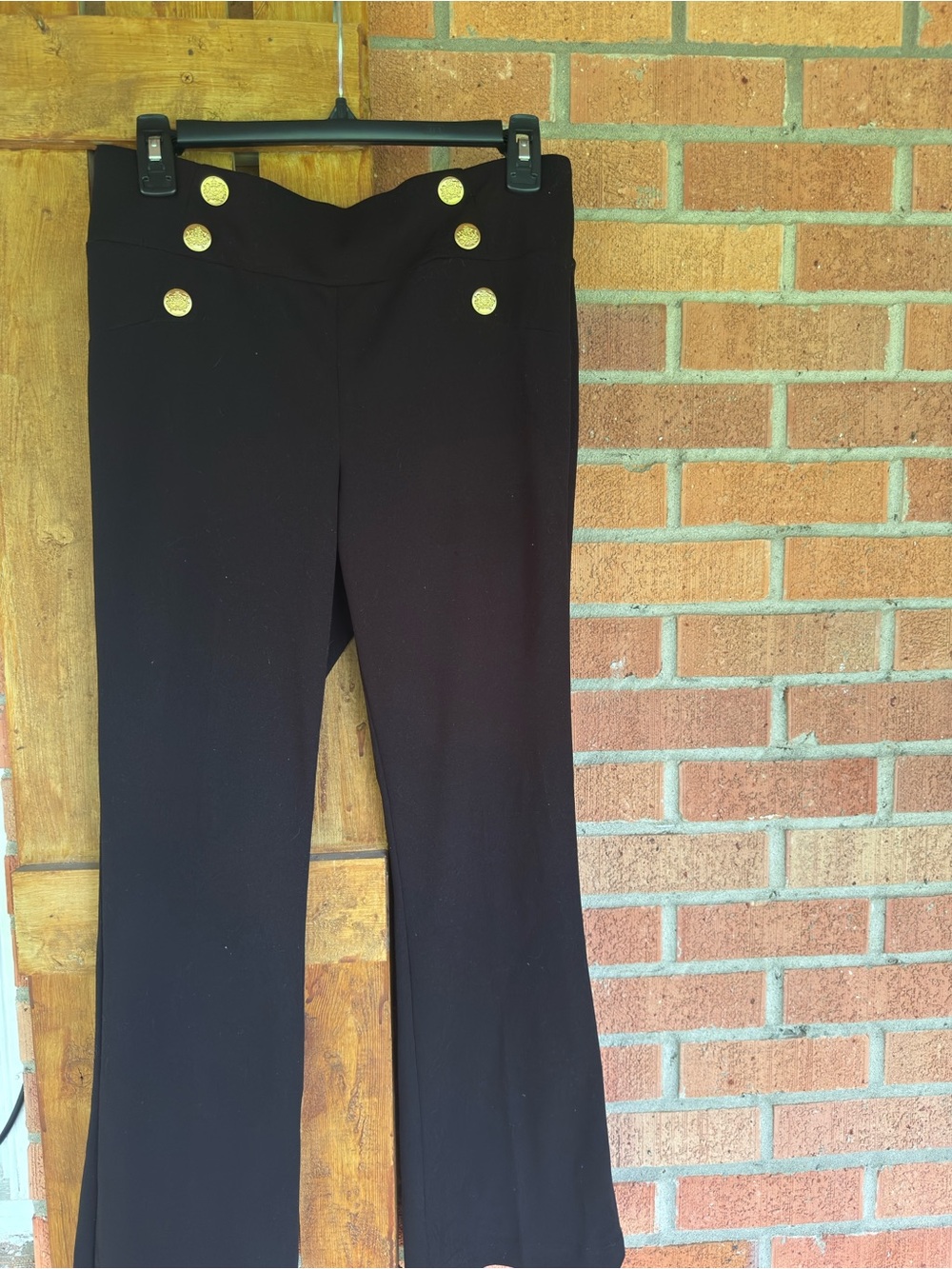 Soho Black Pants with Gold Accent Buttons